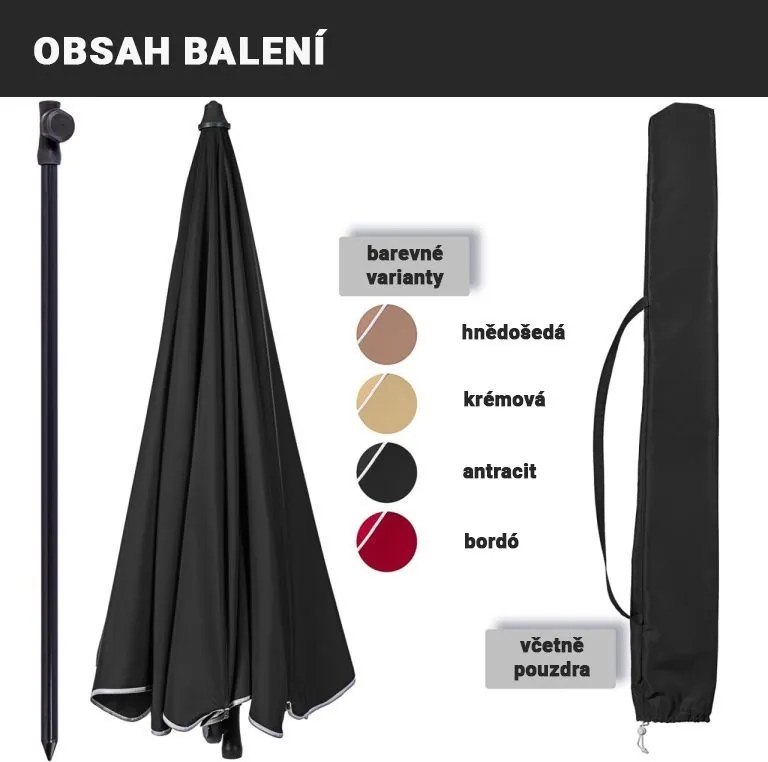 STILISTA Parasol ogrodowy, 2 m, antracyt