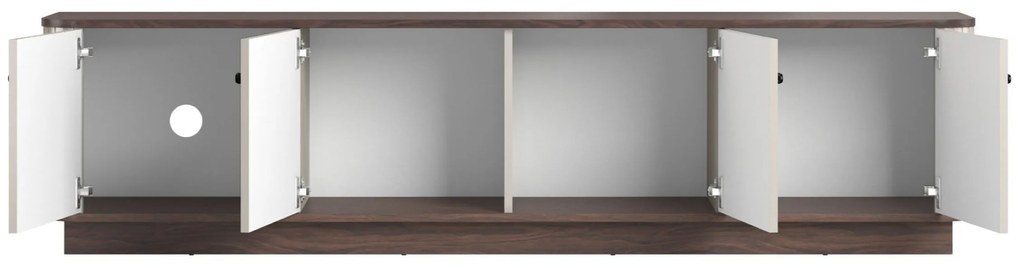 Szafka RTV Vesper 4D 187 cm na cokole - kaszmir / orzech / czarne uchwyty