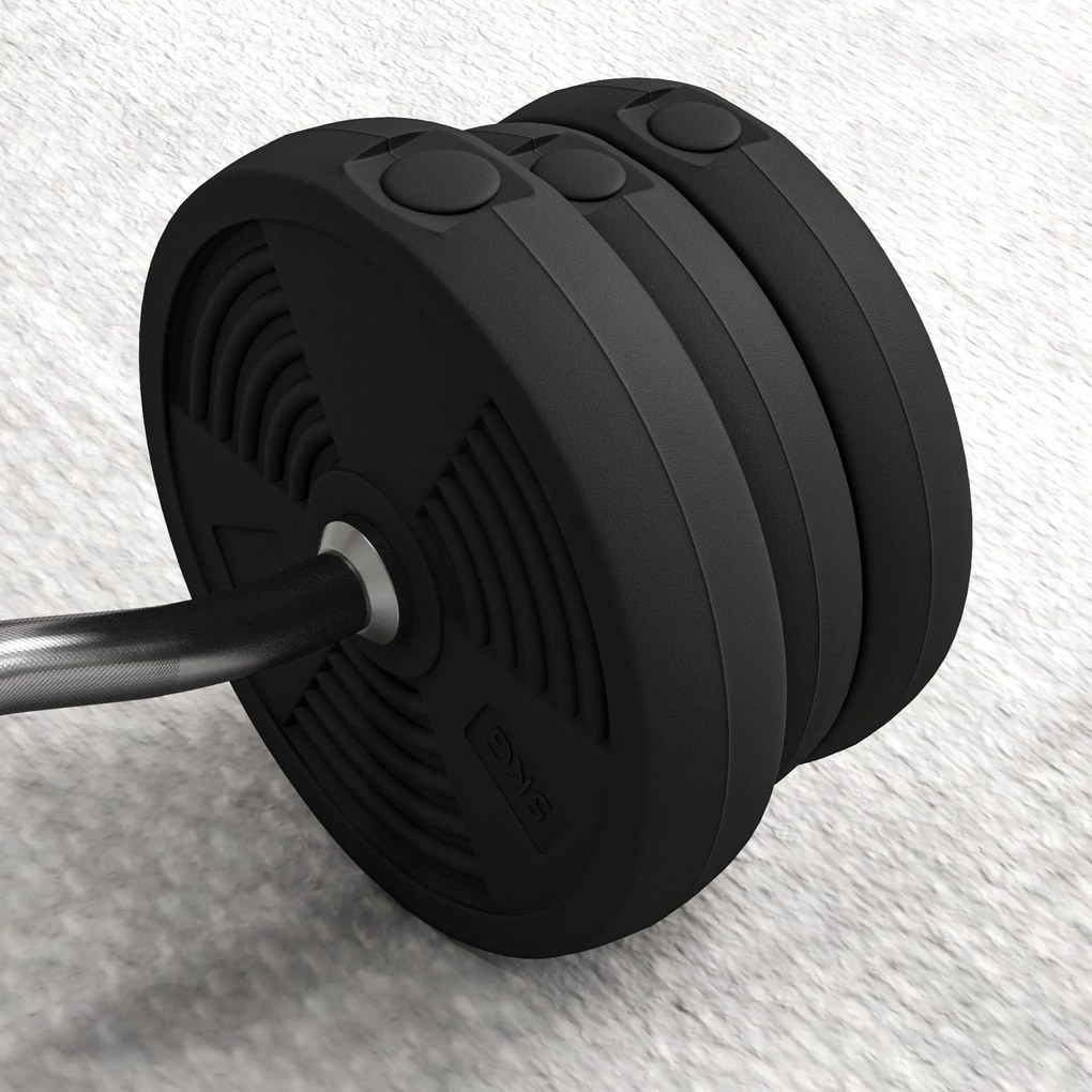 SPORTNOW Zestaw sztangi 25 kg Antypoślizgowy gryf typu curl z 6 obciążeniami, powłoka PVC, stalowy gryf | Aosom PL