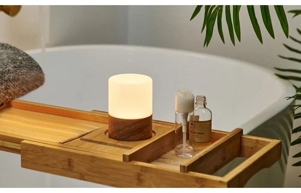 Ciemnobrązowa lampa stołowa ze ściemniaczem i szklanym kloszem (wys. 10,5 cm) Lemelia – Gingko