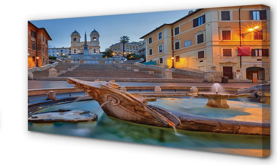 Obraz na płótnie Rzymska Fontanna o Zmierzchu