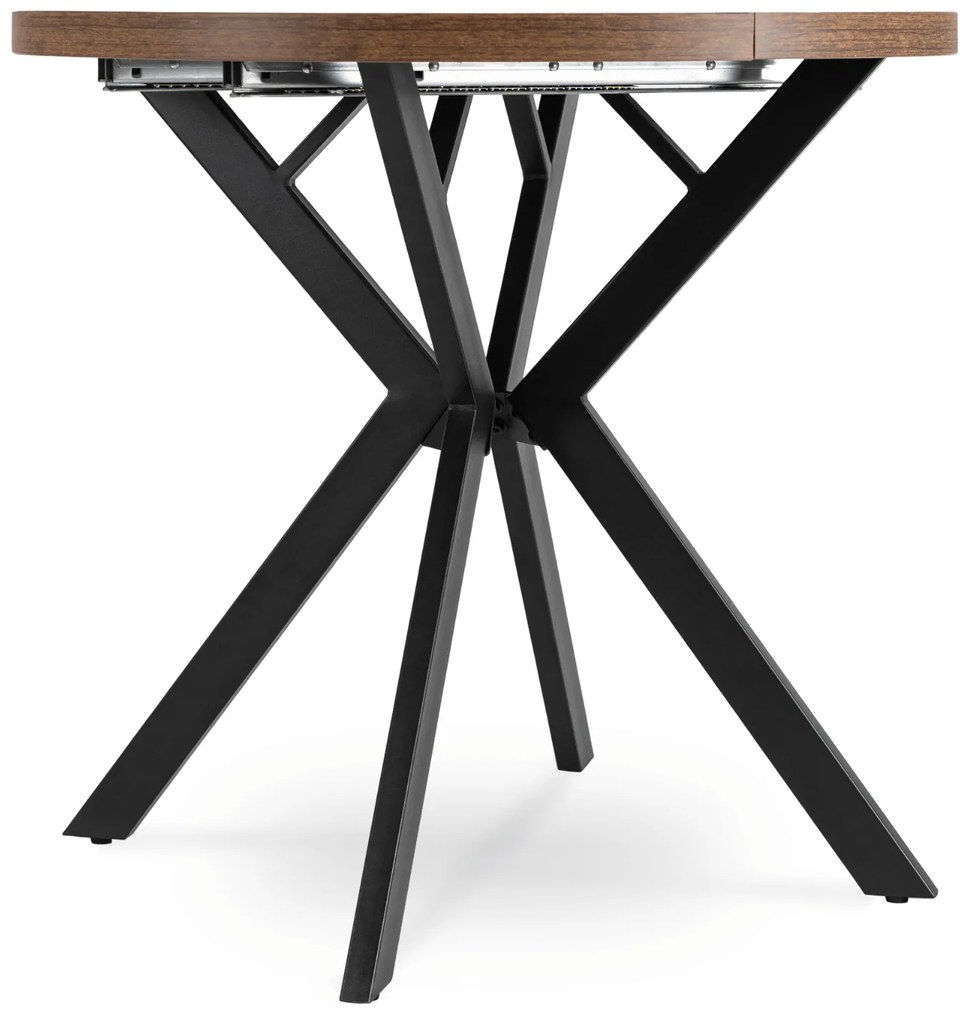 Stół Okrągły Rozkładany DORIAN 80-160 cm Dąb Rustykalny/Czarny Nowoczesny Loft