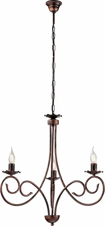 Alma - Żyrandol z czarnego lakierowanego żelaza z antyczną miedzianą dekoracją, 3 lampy, 120 cm - Ø50 cm - BL130-3-NR