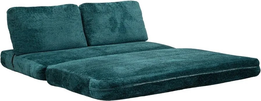 Zielononiebieska rozkładana sofa z materiału bouclé 150 cm Faster – Mauro Ferretti