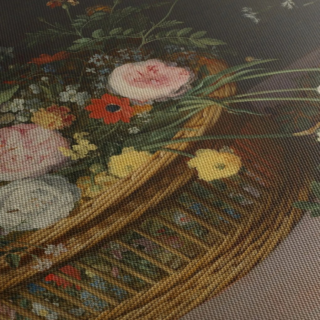Obraz - Jan Brueghel the Elder, Flowers in a Basket and a Vase, reprodukcje (125x70 cm)