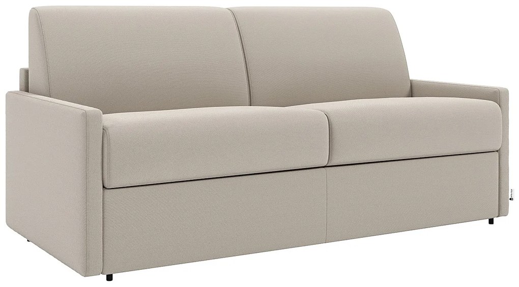 Kanapa 4-osobowa z ekspresowym mechanizmem rozkładania z tkaniny CALIFE - Kolor: beżowy - Wymiary miejsca do spania: 160 cm - Materac 22 cm z pamięcią kształtu