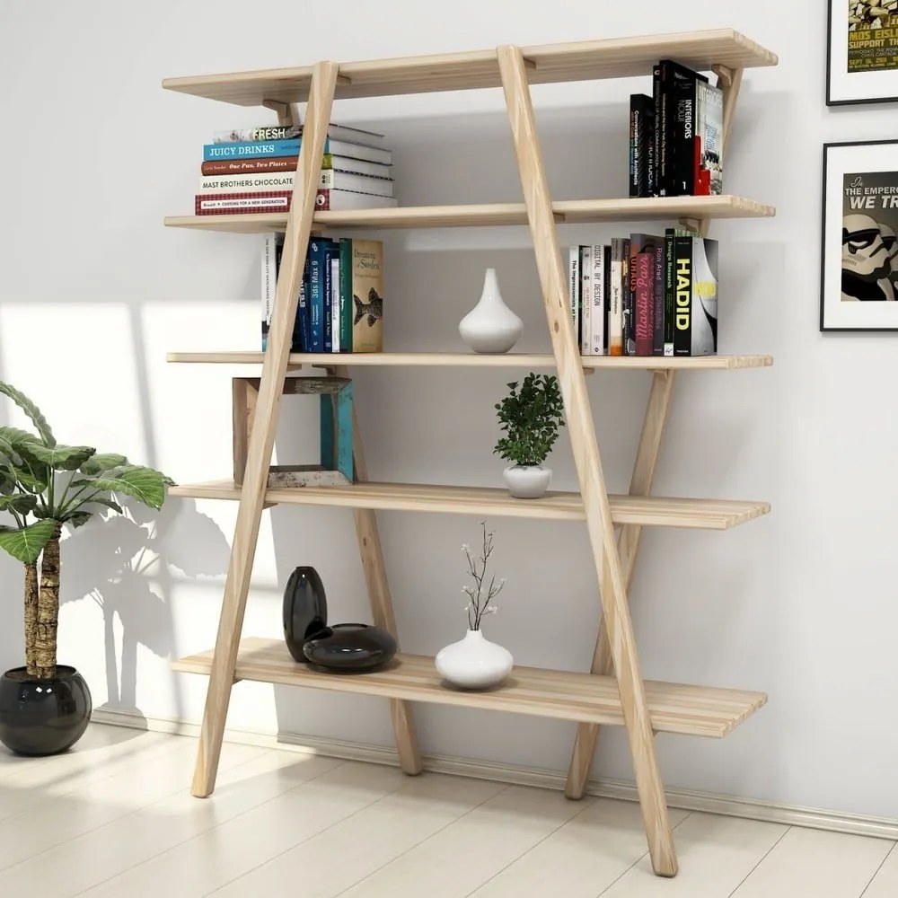 Regał z drewna sosnowego 120x148 cm Perla – Kalune Design