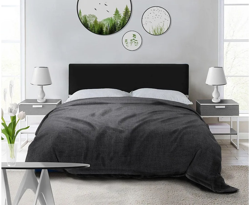 Tapicerowane łóżko Nefryt 150x212x90 cm, powierzchnia spania 140x200 cm, schowek, podnośnik, tkanina Monolith grafitowy