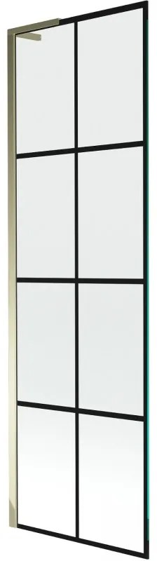Mexen Next L parawan nawannowy 1-skrzydłowy 60 x 150 cm, czarna kratka, złoty - 895-060-000-03-77-50
