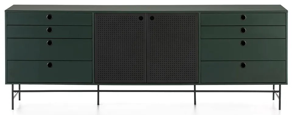 Czarno-zielona komoda Teulat Punto, szer. 212 cm