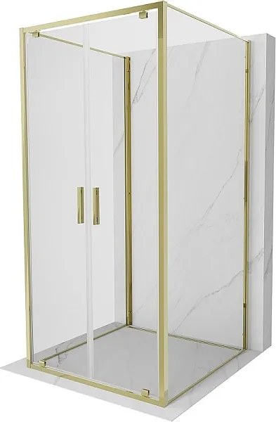 Mexen Exo-3S kabina prysznicowa 3-ścienna uchylna 120 x 120 cm, transparent, złota - 8182-120-120-50-00-3S