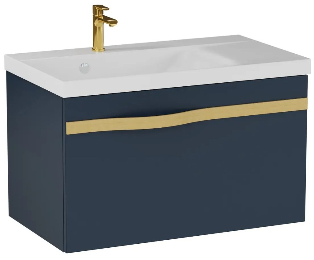Szafka pod umywalkę VOG 69 cm granatowa półmat ze złotym uchwytem KROFAM