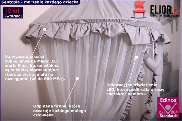 Szary baldachim dla chłopca Agva