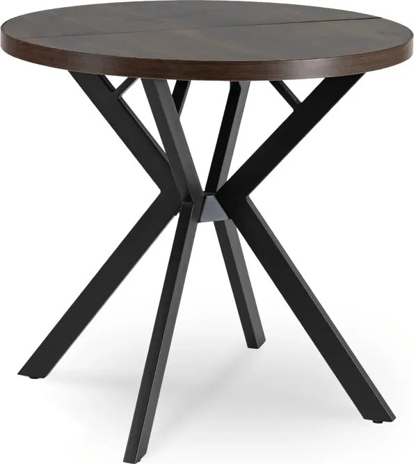Stół Okrągły Rozkładany DORIAN 80-160 cm Orzech/Czarny Nowoczesny Loft