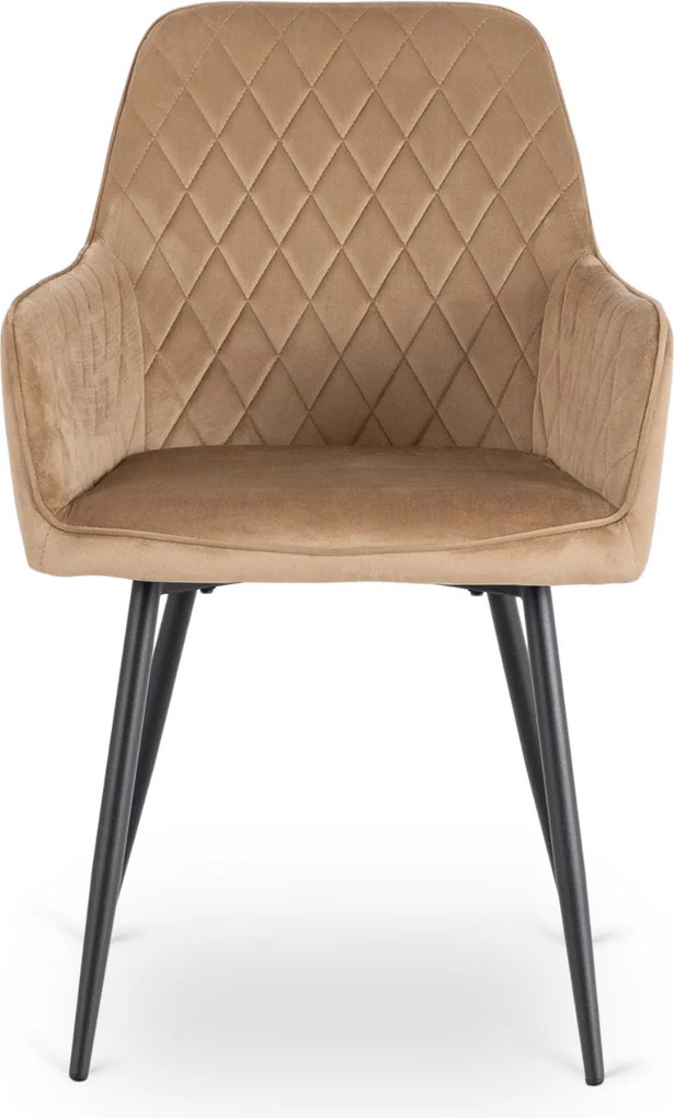 Krzesło Tapicerowane do Jadalni BRESSO Beżowe Welurowe Nowoczesne