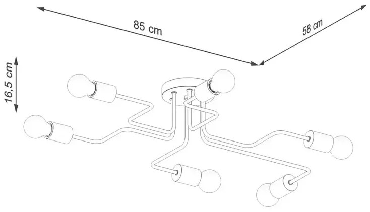 Biały metalowy żyrandol sześcioramienny - D283-Besi