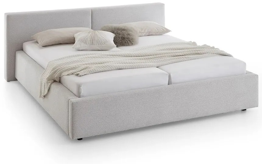 Tapicerowane łóżko dwuosobowe bez stelaża 160x200 cm w kolorze srebra Cube – Meise Möbel