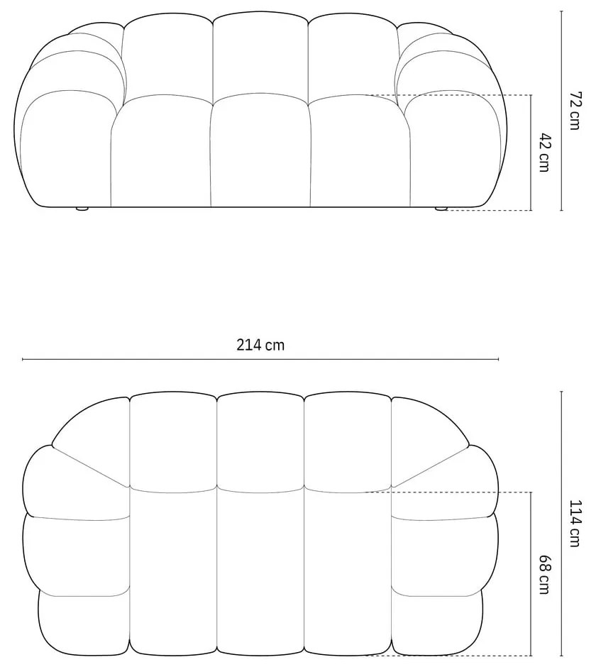 Czarna sofa 214 cm Diana – Micadoni