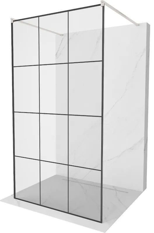 Mexen Kioto ścianka prysznicowa wolnostojąca 120 x 200 cm, czarny wzór 8 mm, nikiel szczotkowany - 800-120-002-97-77