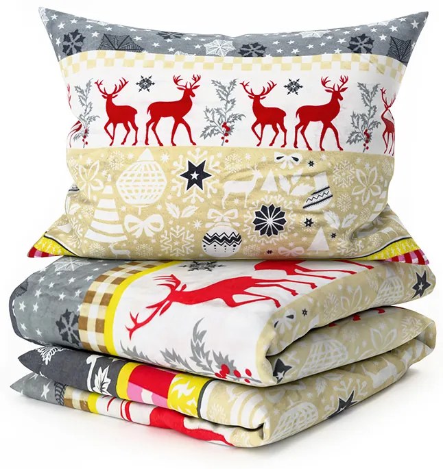 PrzytulneMieszkanie.pl PrzytulneMieszkanie.pl Flanelowa pościel CHRISTMAS TIME kolorowa Rozmiar pościeli: 2 szt 70 x 90 cm | 200 x 220 cm