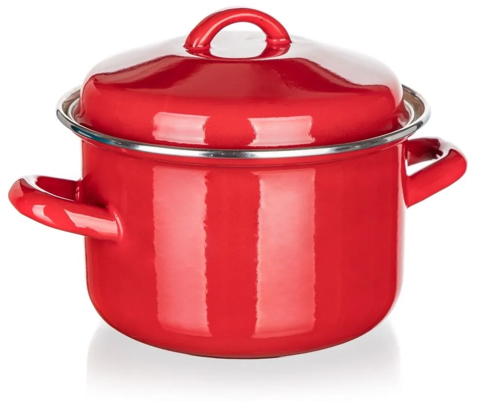 Banquet Garnek emaliowany z pokrywką Milton czerwony 16 cm, 2 l, 16 cm