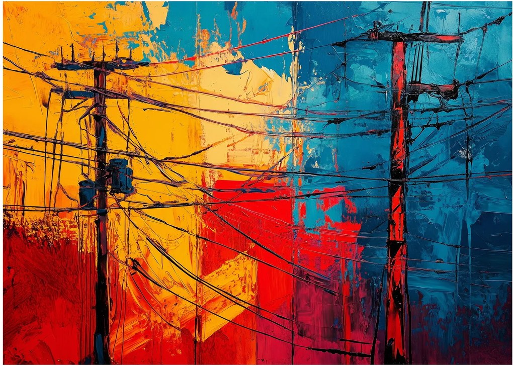 Obraz - Abstrakcyjne linie elektryczne (70x50 cm)