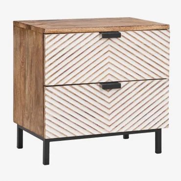 Zestaw 2 Szafek Nocnych 50x35 Cm Z Drewna Mango Alembe Drewno Mango - Sklum
