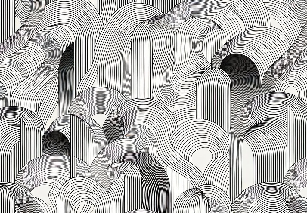 Fototapeta - Chaos czarnych linii (196x136 cm)
