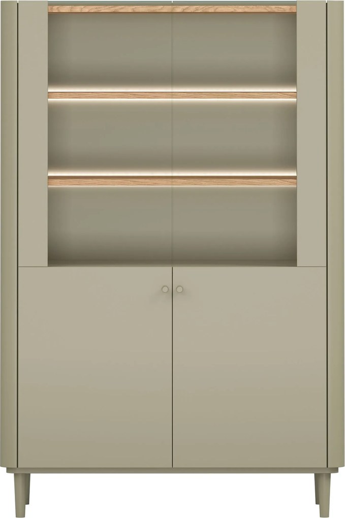 Witryna Elivo 100 cm dwudrzwiowa na nóżkach - eukaliptus / dąb baltic dune