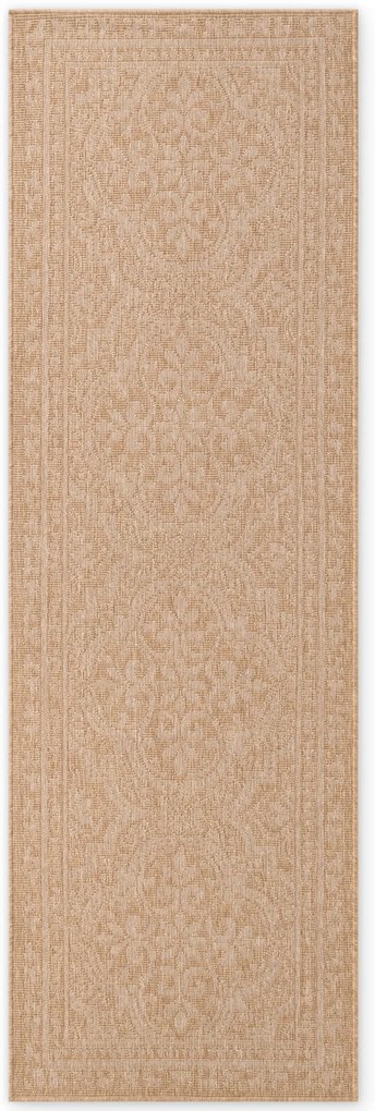 Dywan zewnętrzny dwustronny Duet Ornament beżowo-kremowy 80 cm x 250 cm