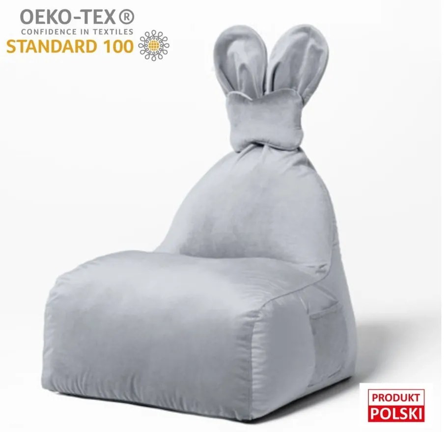 Jasnoszary dziecięcy worek do siedzenia Funny Bunny – The Brooklyn Kids
