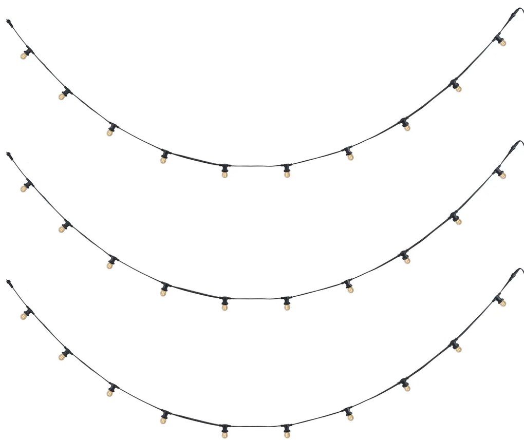 Zewnetrzna Łączone czarne oświetlenie dekoracyjne z wtyczką 18m z 30 żarówkami E27 P45 IP44 - Lubber Nowoczesny Oswietlenie zewnetrzne