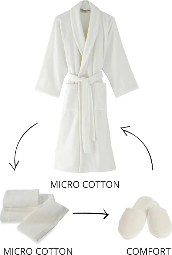 Unisex szlafrok MICRO COTTON L Jasnobeżowy