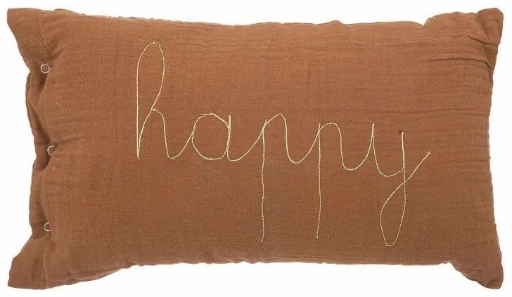 Poduszka dekoracyjna dziecięca HAPPY 50x30cm, brązowa