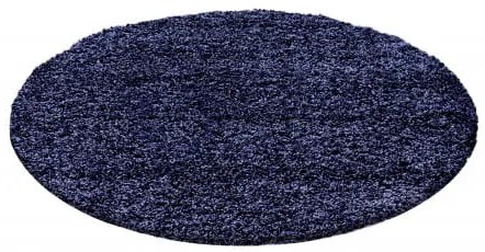 Dywan shaggy jednokolorowy granatowy koło 80 cm x 80 cm