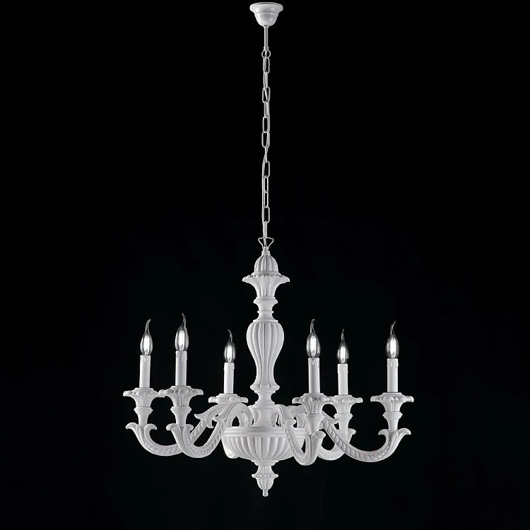 Leonardo Shabby Biały Drewniany Żyrandol 6 Świateł 130 Ø74 BL180-6-BCO