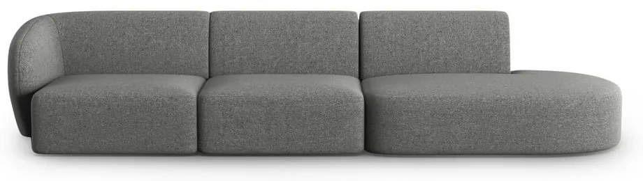 Szara sofa z tkaniny szenilowej lewostronna 311 cm Paolo – Milo Casa