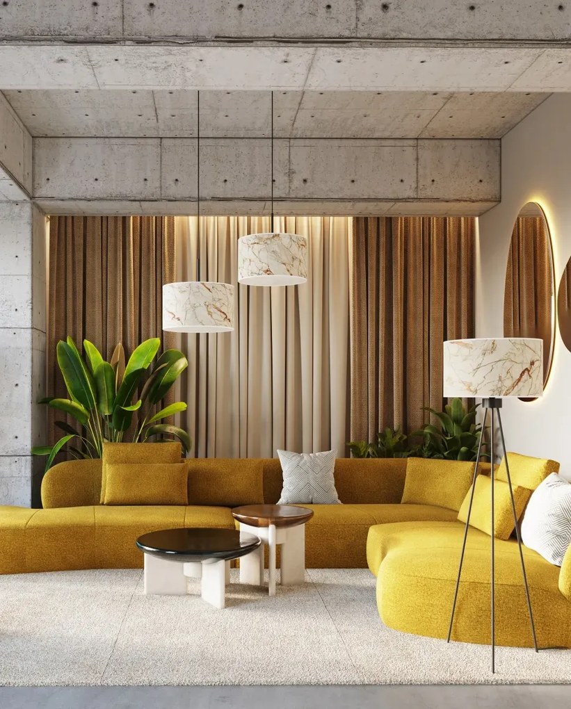 Elegancka podłogowa lampa trójnóg w kolorze beżowy marmur - M160-Lawezo