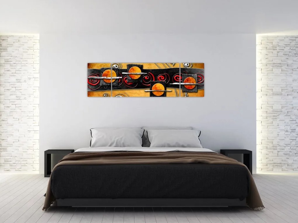 Abstrakcyjny obraz - Planety (170x50 cm)