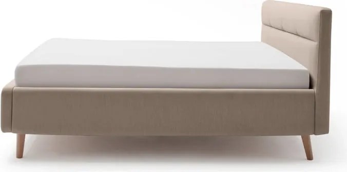 Beżowe tapicerowane łóżko dwuosobowe ze schowkiem ze stelażem 180x200 cm Lotte – Meise Möbel