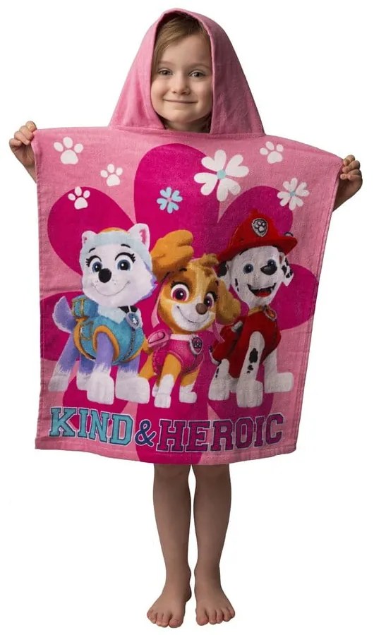 Różowe ponczo dziecięce frotte Paw Patrol – Jerry Fabrics