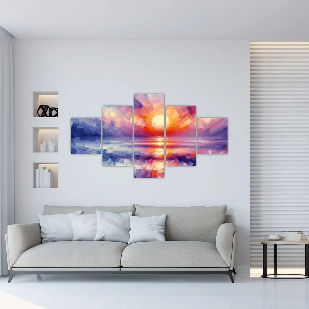 Obraz - Kolorowy artystyczny zachód słońca (125x70 cm)