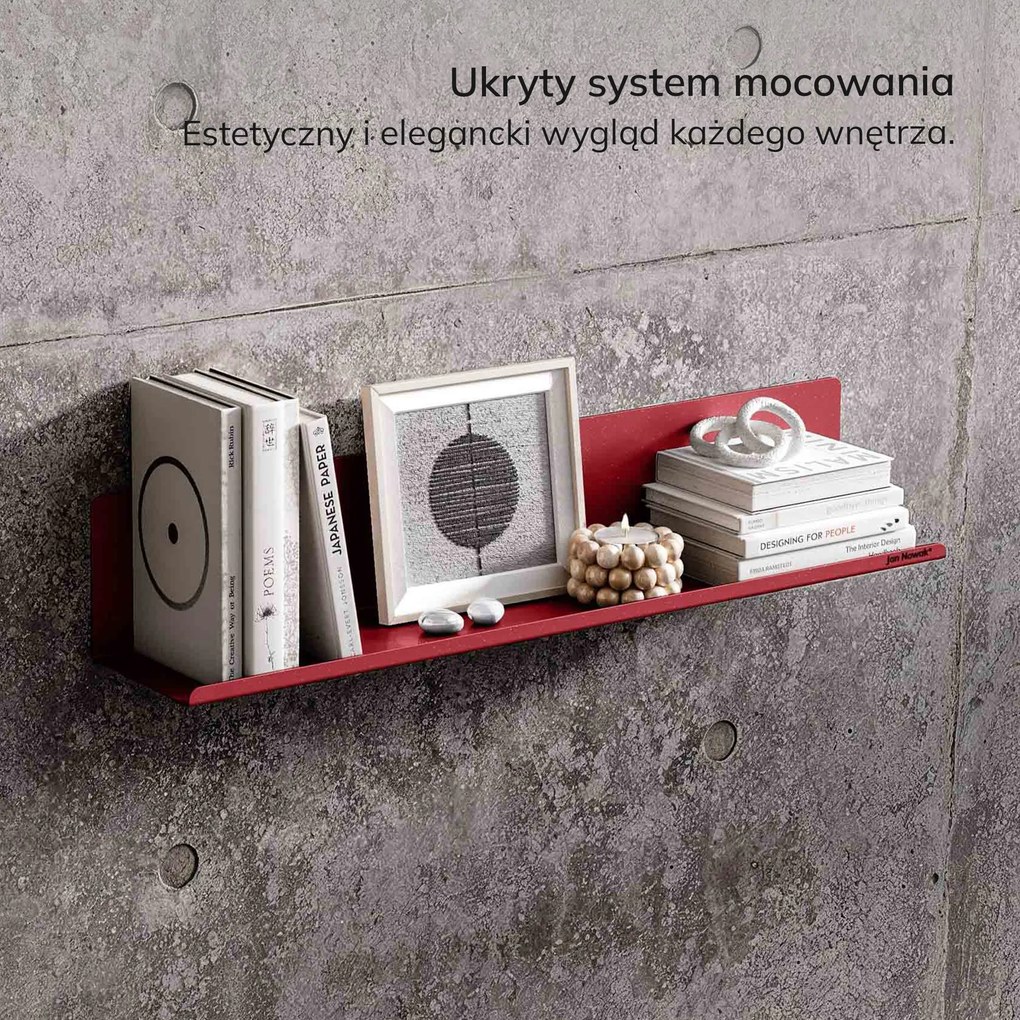 Półka wisząca metalowa czerwona, 700 mm: JOANNE Modern