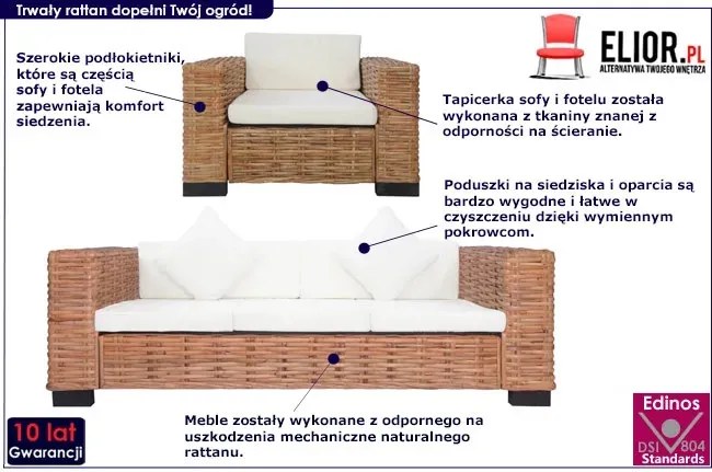 2-częściowy zestaw wypoczynkowy z rattanu Ponto