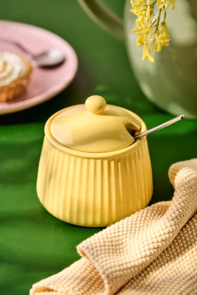 IB Laursen Ceramiczna cukiernica MYNTE LEMONADE żółta