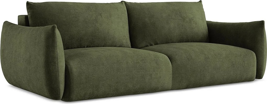 Kanapa 3-osobowa z funkcją spania - z tkaniny szenilowej - oliwkowy - LEILA