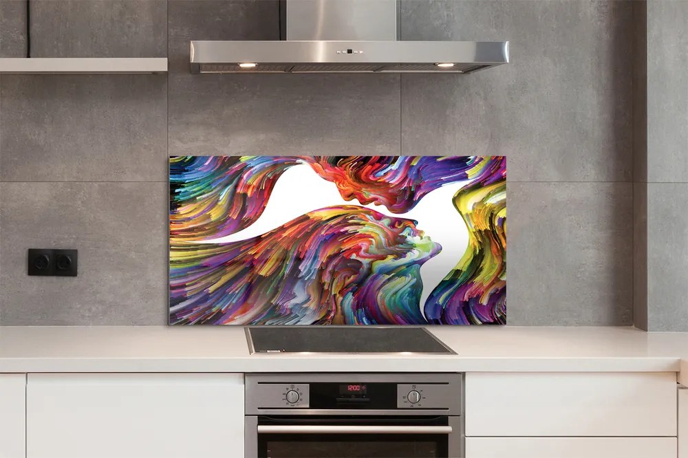 Panel nad Blat Kuchenny Abstrakcyjny Obraz Twarzy