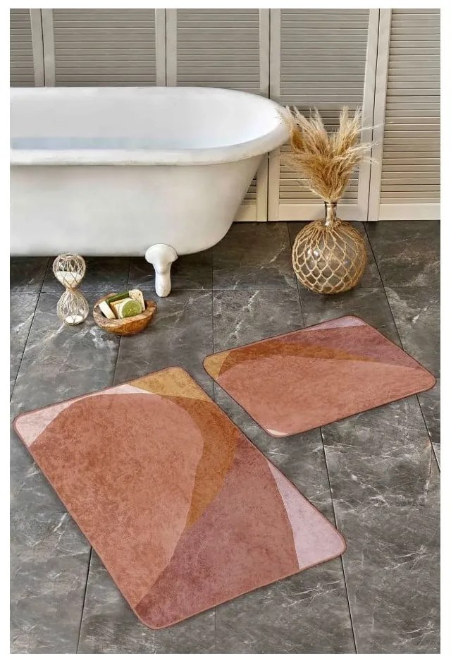Brązowe aksamitne dywaniki łazienkowe zestaw 2 szt. 60x100 cm – Mila Home