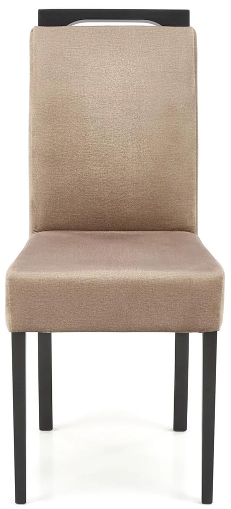 Krzesło tapicerowane beżowe, czarny stelaż, klasyczne, drewniane, CLARION 2 MONOLITH 09