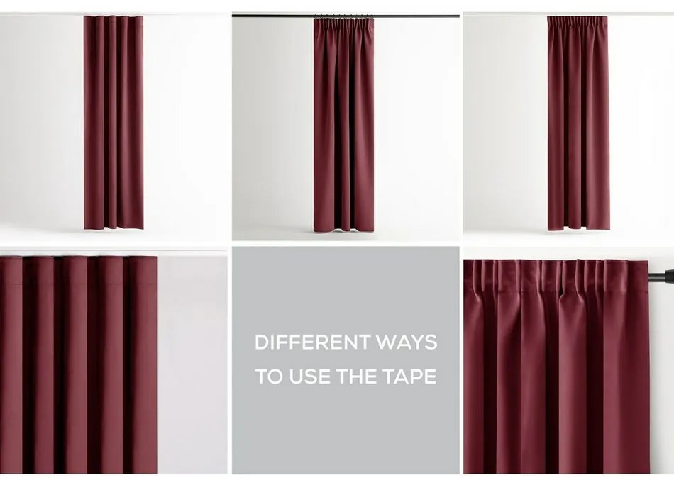 Restilo Zasłona Blackout Oxford Pleat bordowy, 140 x 245 cm